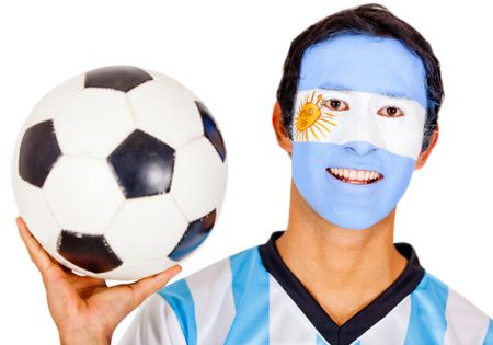 Argentinean football fan - isolated over a white background