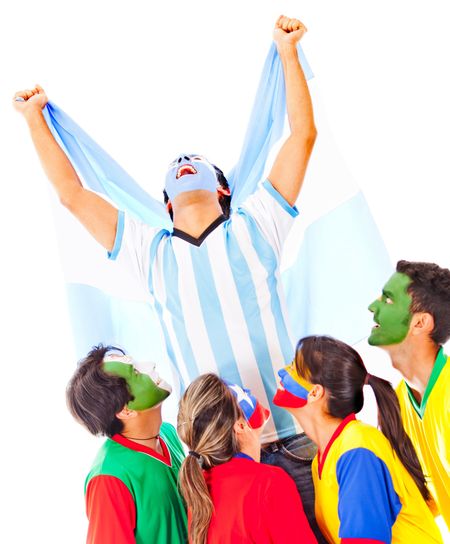 Argentina as champion celebrating his victory - isolated over white