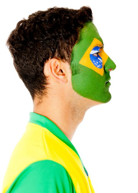 Profile view of a Brazilian man Ã?Â¢?? isolated over a white background