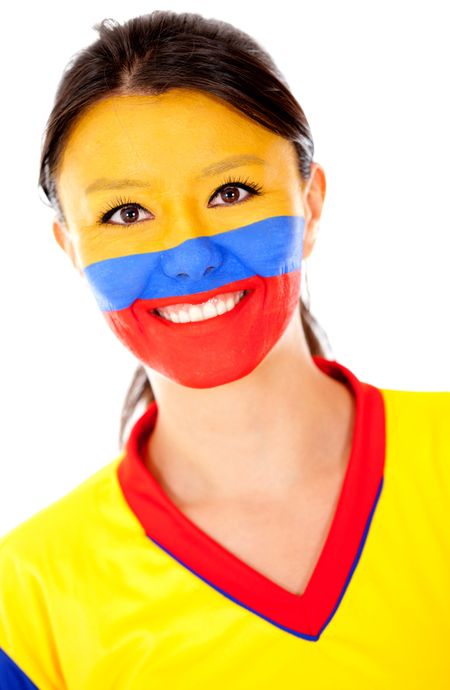 Happy Colombian woman - isolated over a white background