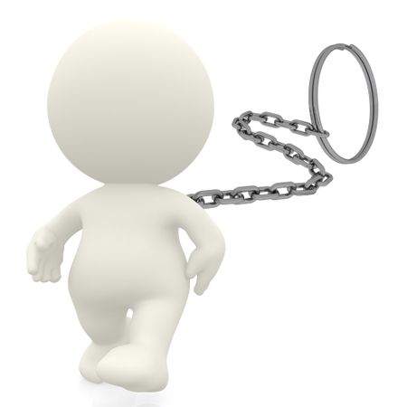 3D man as key ring - isolated over a white background