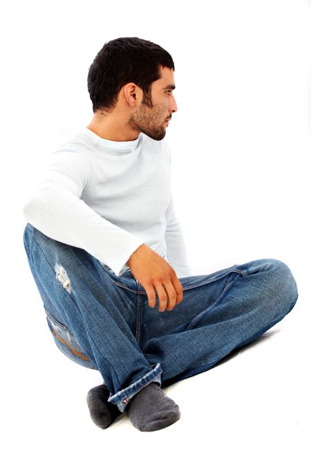 casual man in jeans isolated over a white background