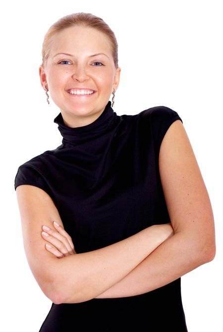 business woman portrait smiling isolated over a white background