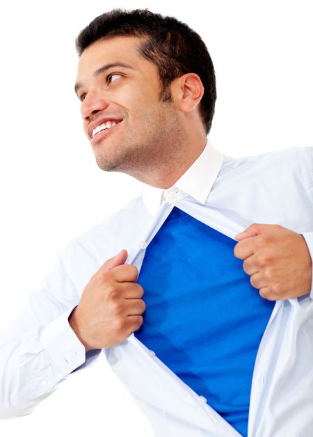Super business man  - isolated over a white background