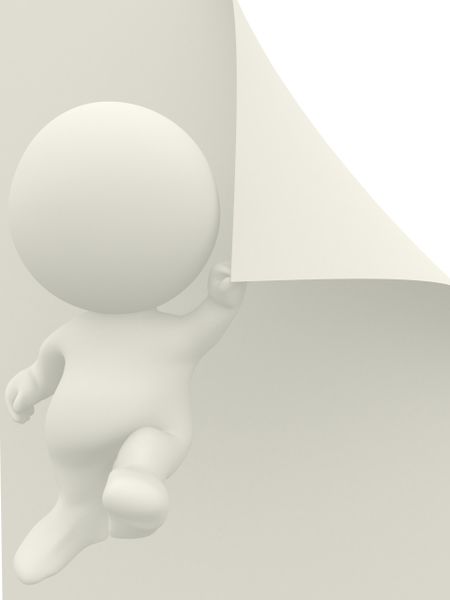 3D man turning the page - isolated over a white background