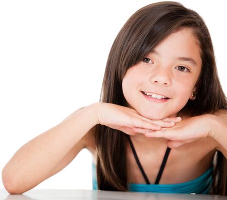 Lovely girl portrait - isolated over a white background