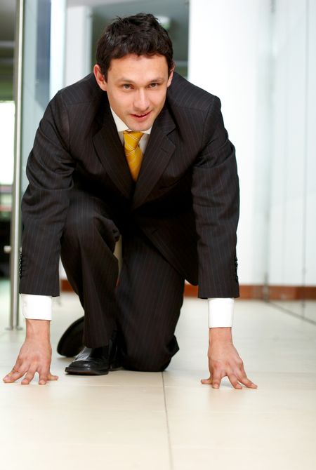 business man in an office ready to start his career