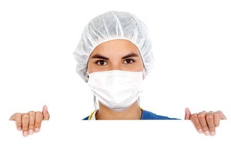 friendly woman doctor  or surgeon isolated over a white background
