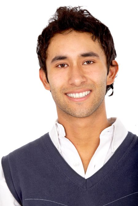 casual man portrait smiling - isolated over a white background