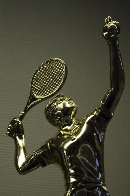 Upper body of tennis trophy