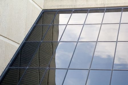 Angled window of college building