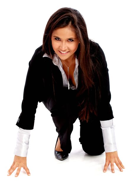 business woman ready to start her career isolated over a white background