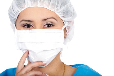 female doctor portrait isolated over a white background