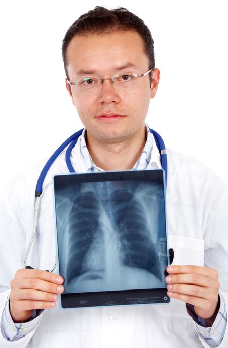 male xray doctor isolated over a white background