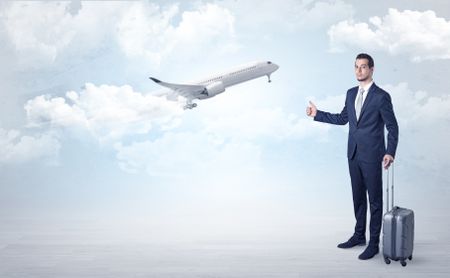 Elegant agent hitchhiking with departing airplane concept