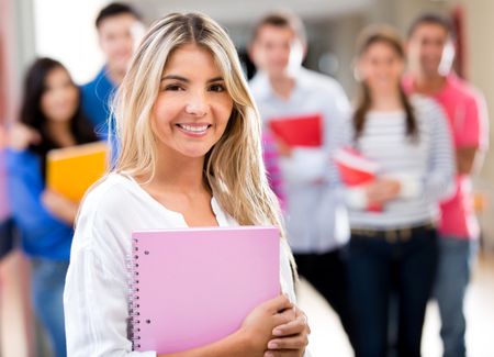 beautiful-woman-group-students-106053521 Beautiful woman with a group of students