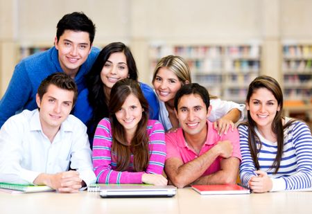 Casual group of students looking happy and smiling