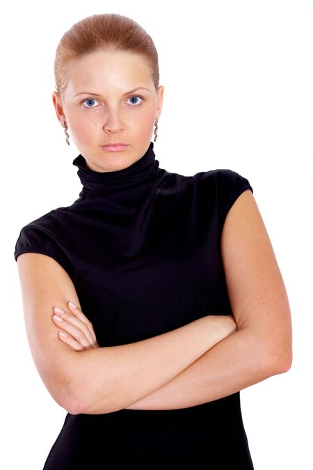 business woman portrait isolated over a white background
