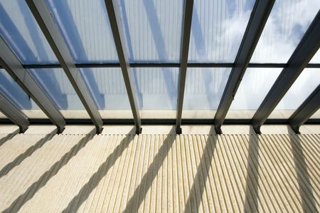 Skylight and ribbed concrete wall