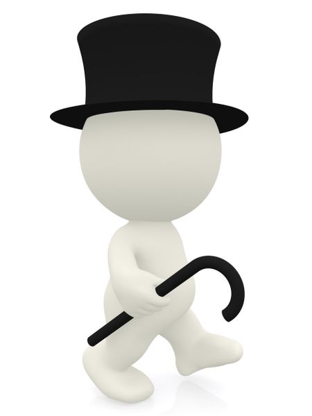 3D Gentleman walking - isolated over a white background