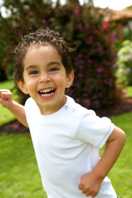 happy child smiling and having fun outdoors