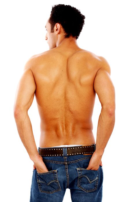 male body from the back isolated over a white background