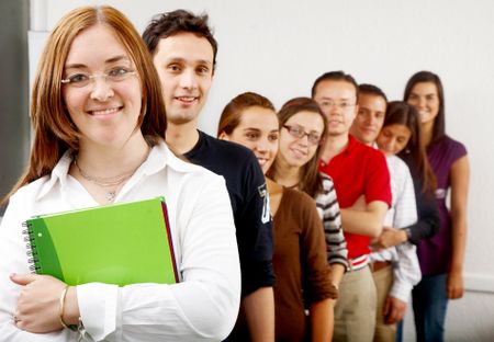 casual group of students lead by a teacher