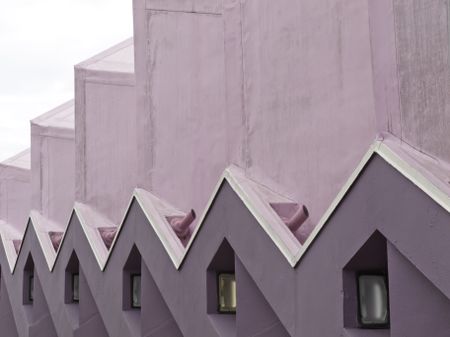 Architectural abstract with zigzag: Exterior detail of Van Wezel Performing Arts Hall, owned and operated by the City of Sarasota, Florida