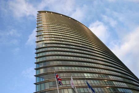 Canary Wharf building from the bottom