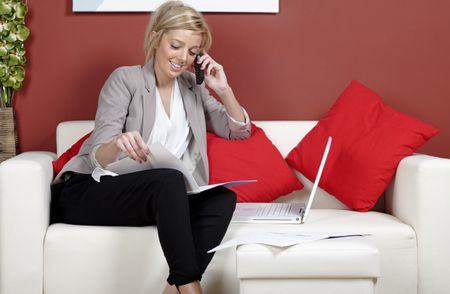 Professional young woman working from home