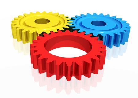 colourful cogwheels illustration isolated over a white background