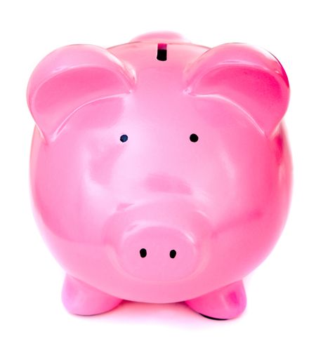 cute piggy bank isolated over a white background