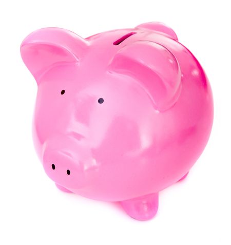 cute piggy bank isolated over a white background