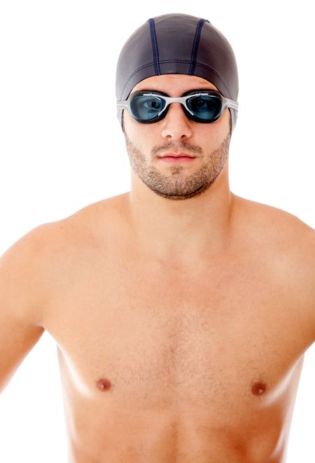 Male swimmer - isolated over a white background