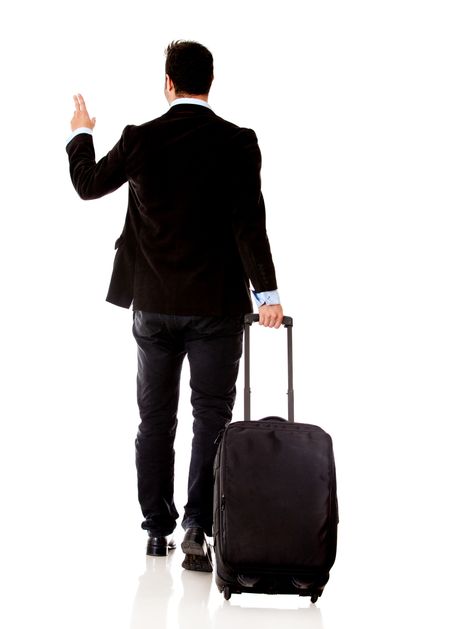 Business man traveling with a bag - isolated over white background