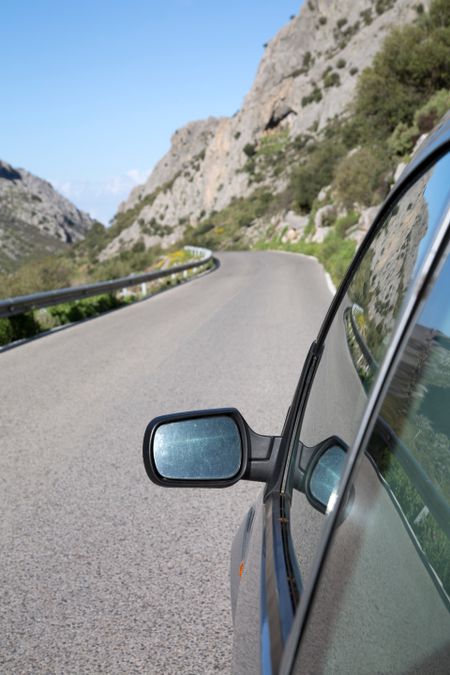 Car Wing Mirror, Grazalema National Park, Spain;