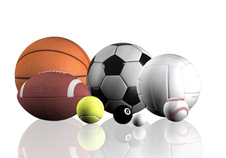 sports balls over a white background