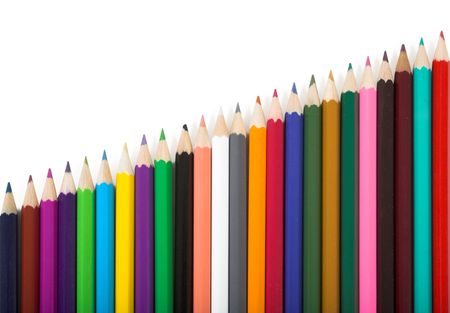 color pencils over white
