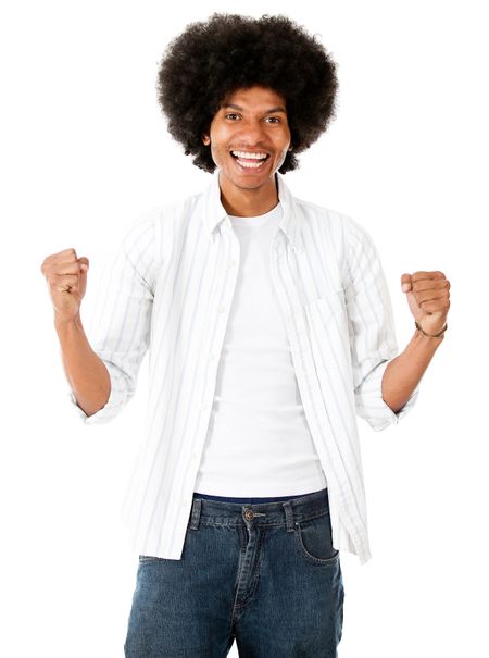 Successful afro man - isolated over a white background