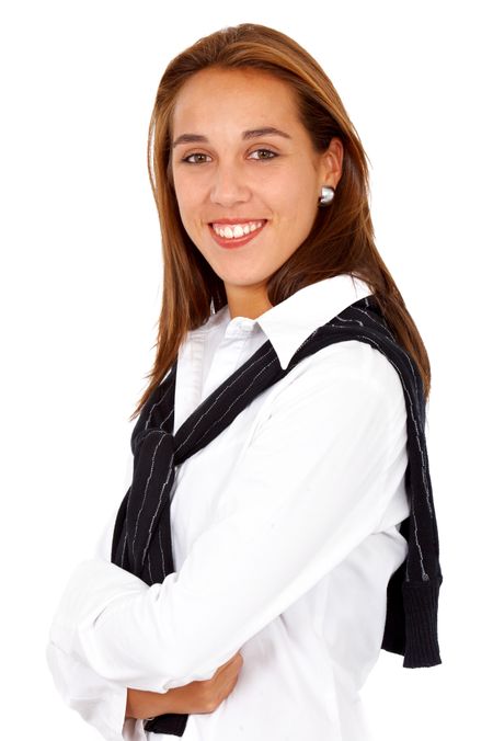 business woman portrait isolated over a white background