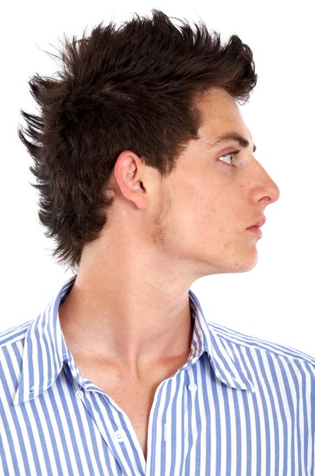 man with a cool hair style isolated over a white background