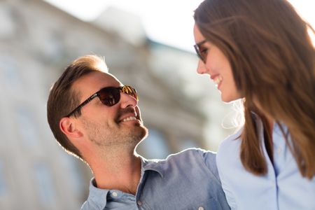 Couple enjoying their vacations and looking very happy