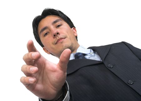 business man holding something with hand