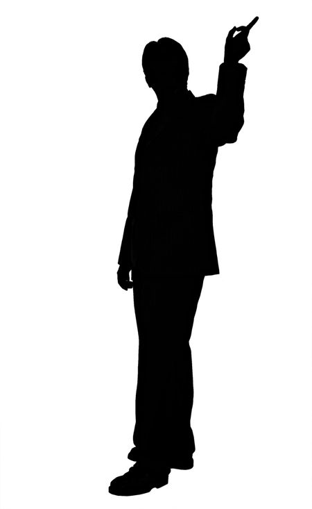 business man doing a presentation - silhouette