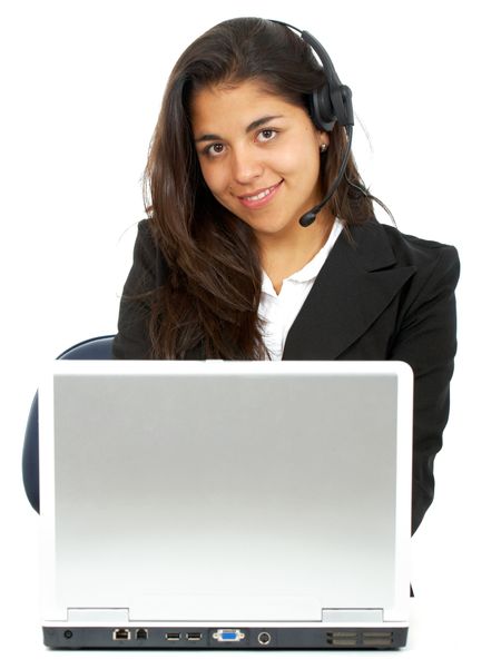 business online customer service representative isolated over a white background