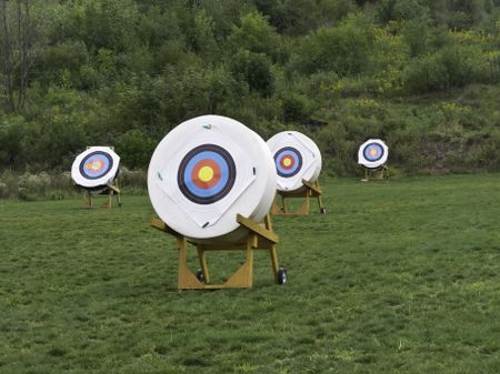 Four movable targets at back of archery range