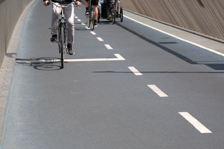 Cyclists on Bike Lane; Copenhagen; Denmark