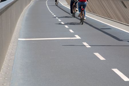 Cyclists on Bike Lane; Copenhagen; Denmark