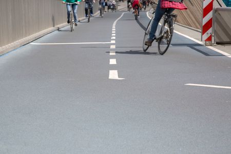 Bike Lane with Cyclists; Copenhagen; Denmark