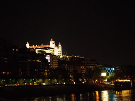 bratislava and the danube river at night